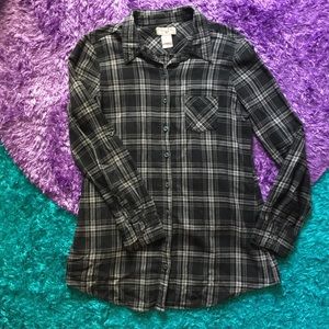 OP grey plaid button down shirt